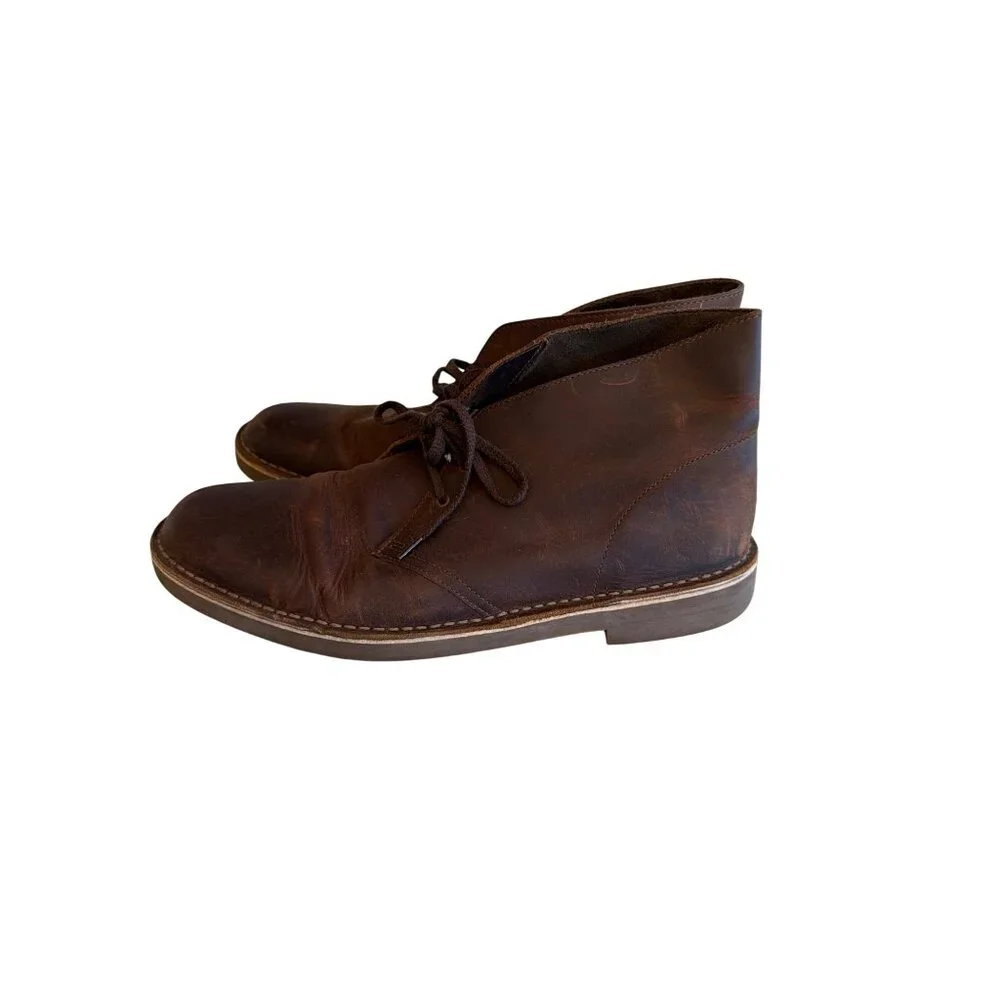 Clarks Mens Brown Leather Desert Boots Size 11M EU 46 Classic Style‎ Comfort